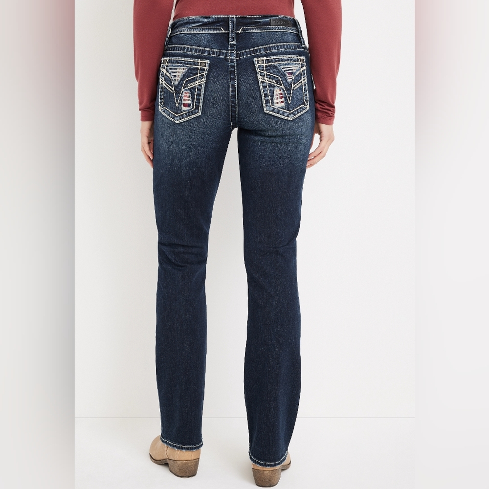 Vigoss® Slim Boot Heritage Mid Rise Plaid Pocket Jean sz 14